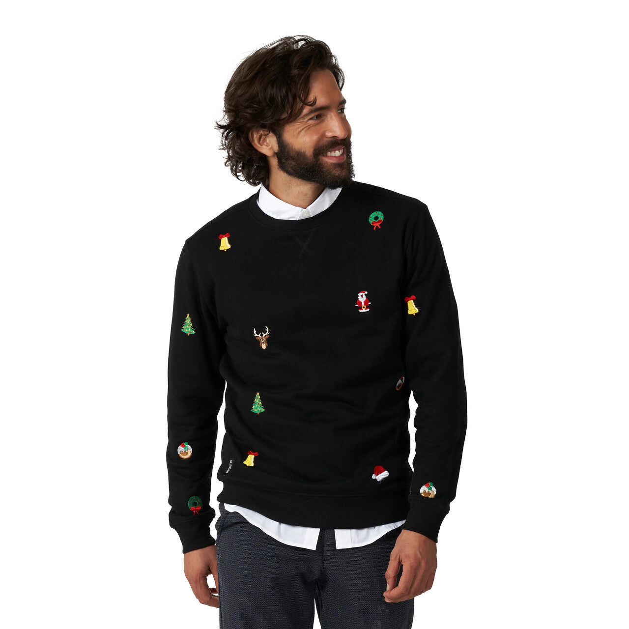 Op deze afbeelding zie je een Kostuums, van het merk Opposuits. X-Mas Nette Kersttrui Zwart Man