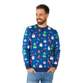 Blauer Riesige Schlechte Weihnachtspullover Herren