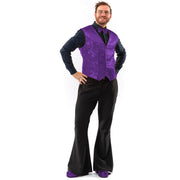 Op deze afbeelding zie je een Kostuums, van het merk Original Replicas. Paillettenvest Met Strik Purple Star Man