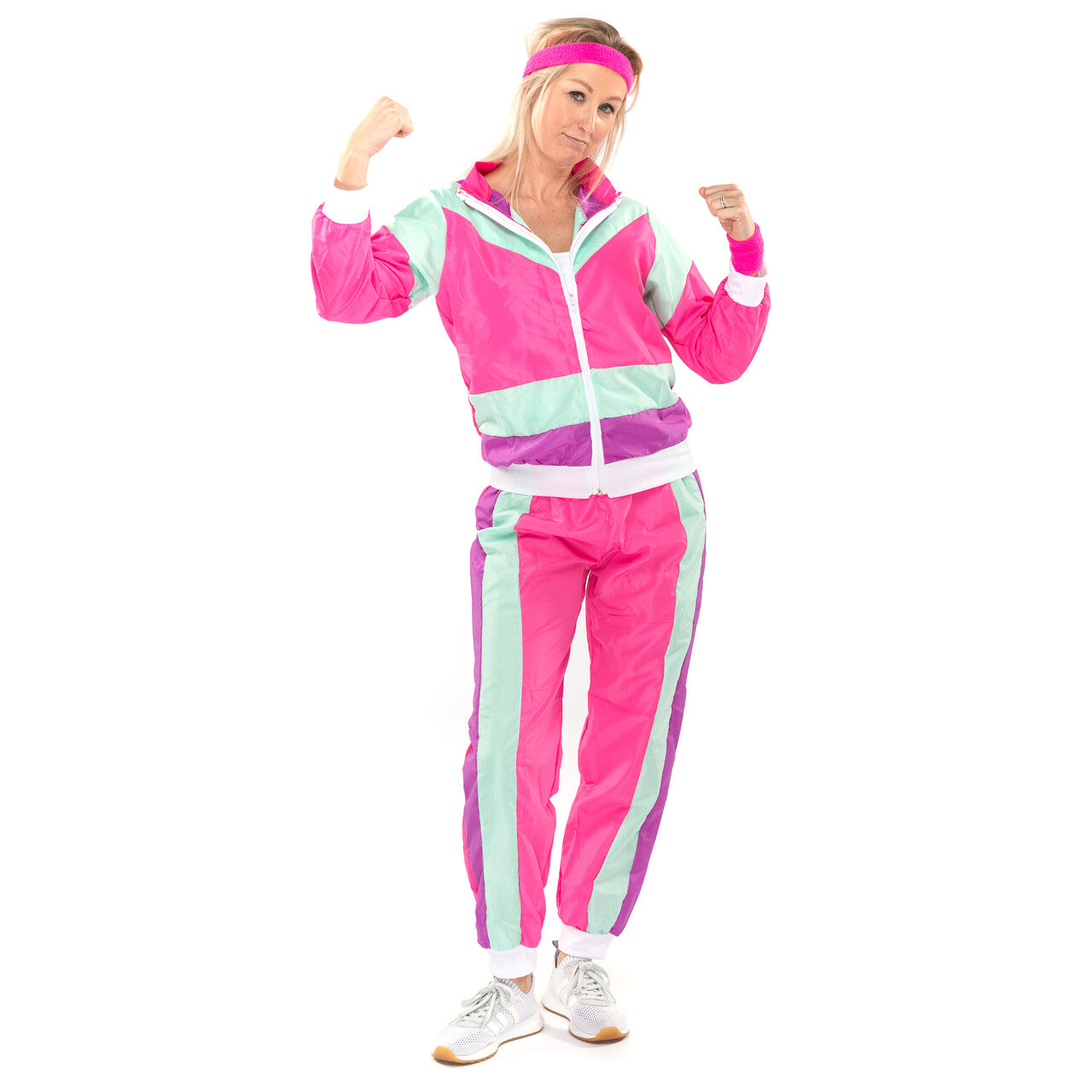 Op deze afbeelding zie je een Kostuums, van het merk Original Replicas. 80s Trainingspak Shining Shirley Vrouw Kostuum