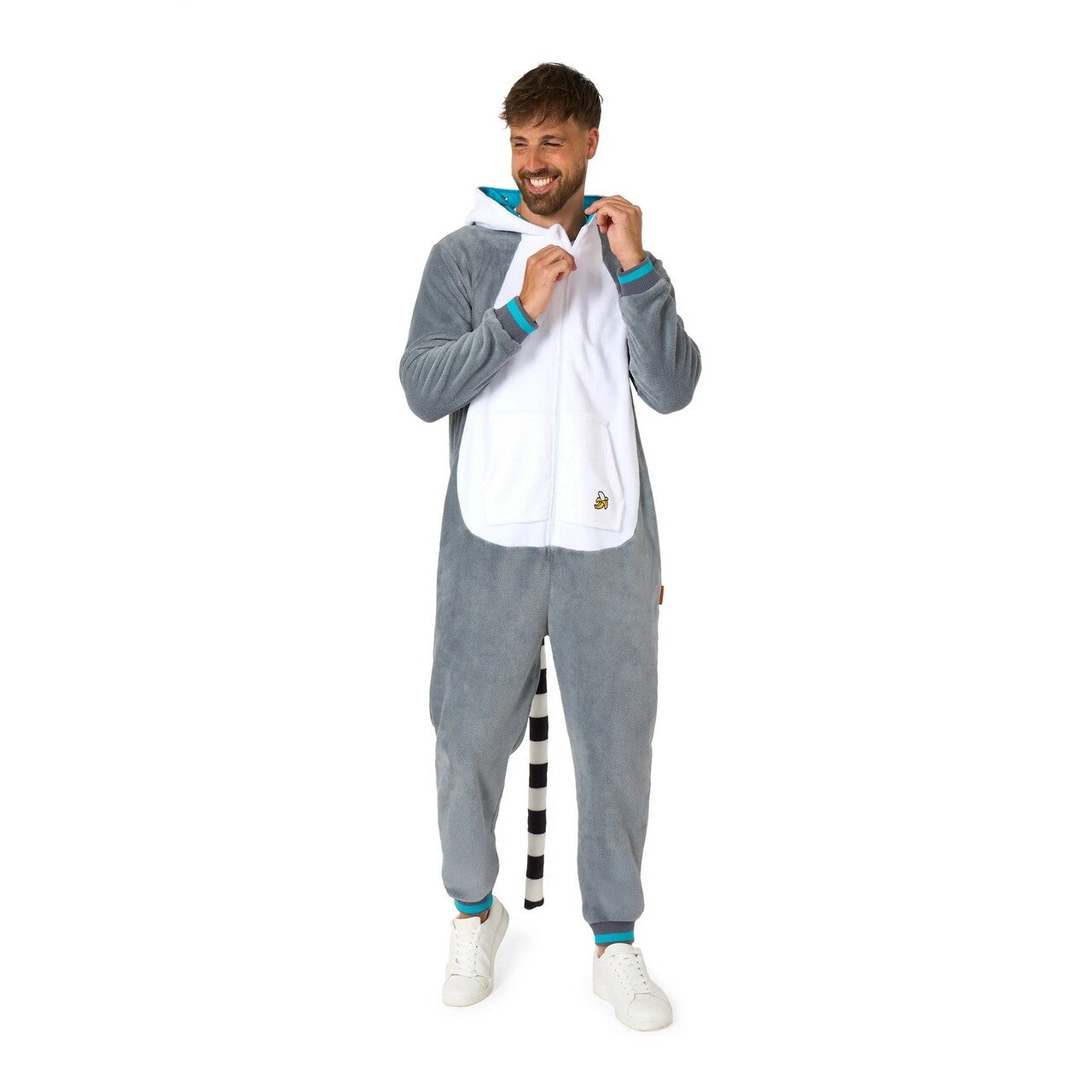 Op deze afbeelding zie je een Kostuums, van het merk Opposuits. Lenny Lemur Onesie Man Kostuum