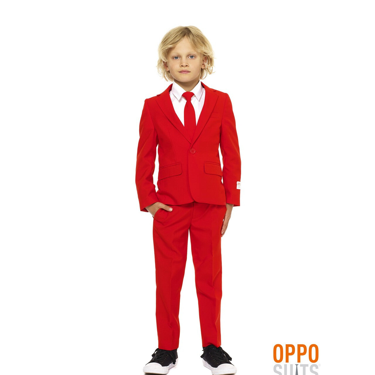 Op deze afbeelding zie je een Kostuums, van het merk Opposuits. Intense Red Devil Opposuit Jongen Kostuum