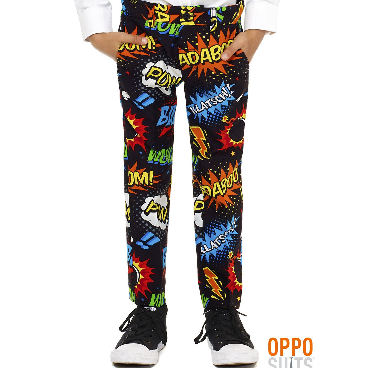 Op deze afbeelding zie je een Kostuums, van het merk Opposuits. Comic Badaboom Opposuit Jongen Kostuum