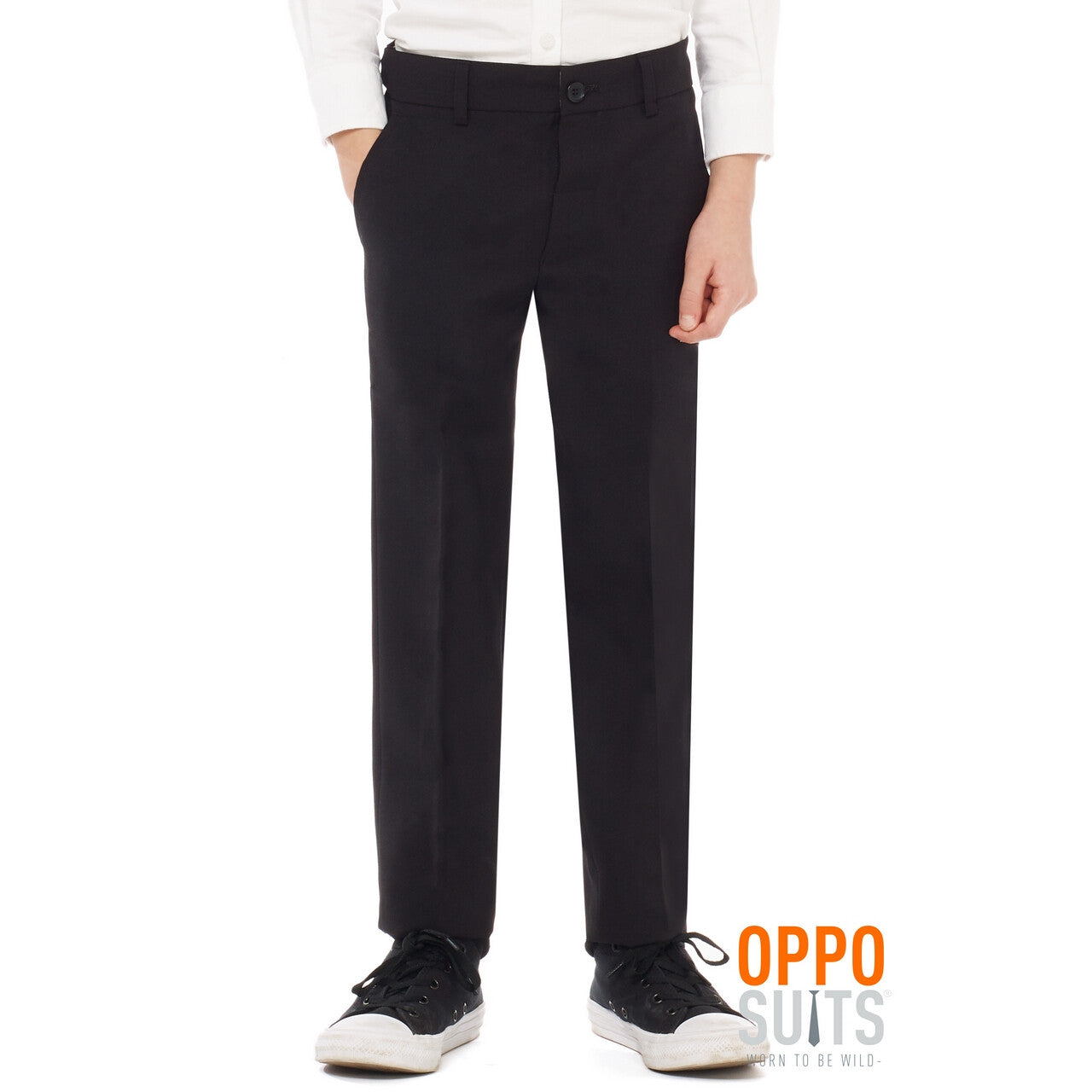 Op deze afbeelding zie je een Kostuums, van het merk Opposuits. Gitzwart Boys In Black Jongen Kostuum