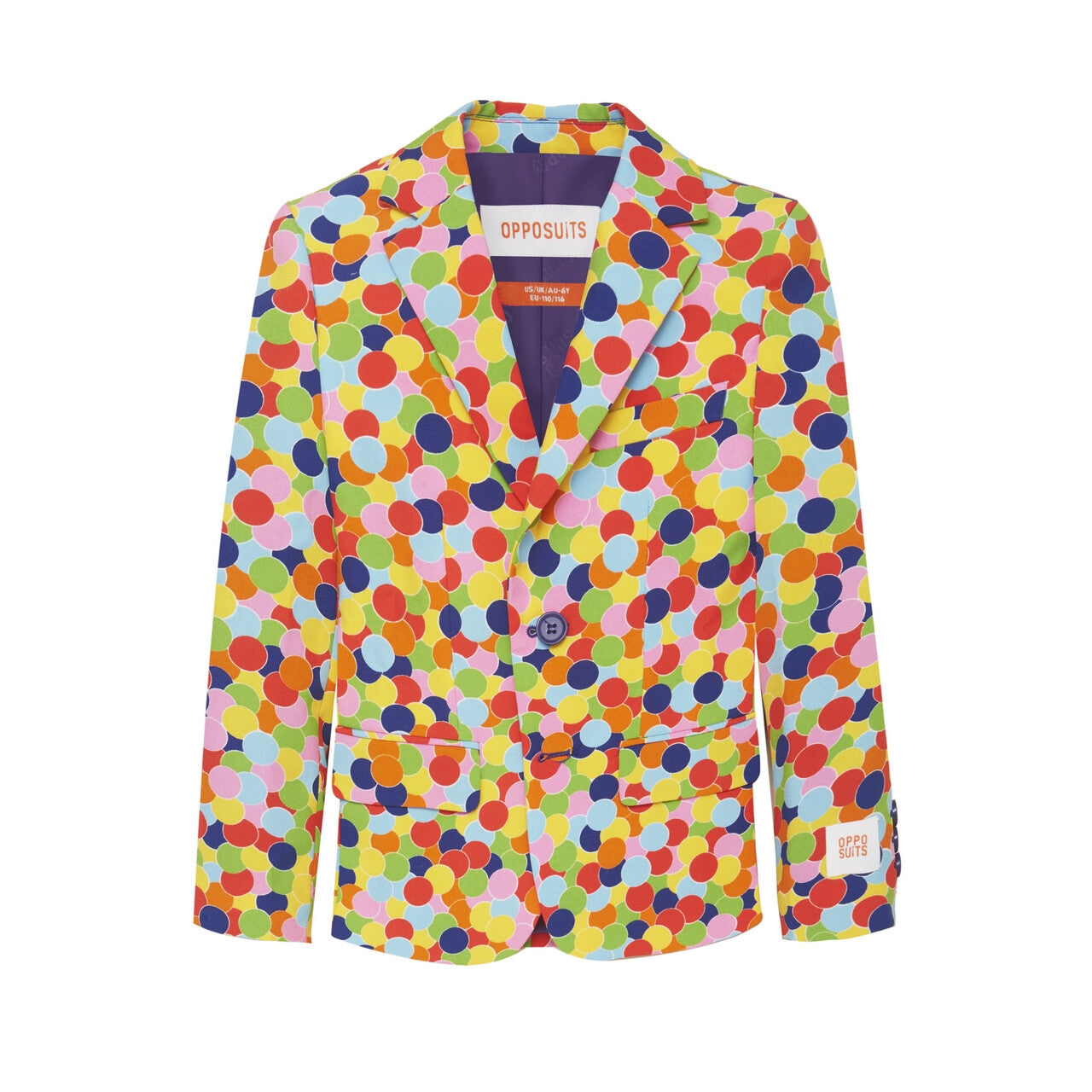 Op deze afbeelding zie je een Kostuums, van het merk Opposuits. Vrolijk Gekleurd Confetti Kanon Jongen Kostuum
