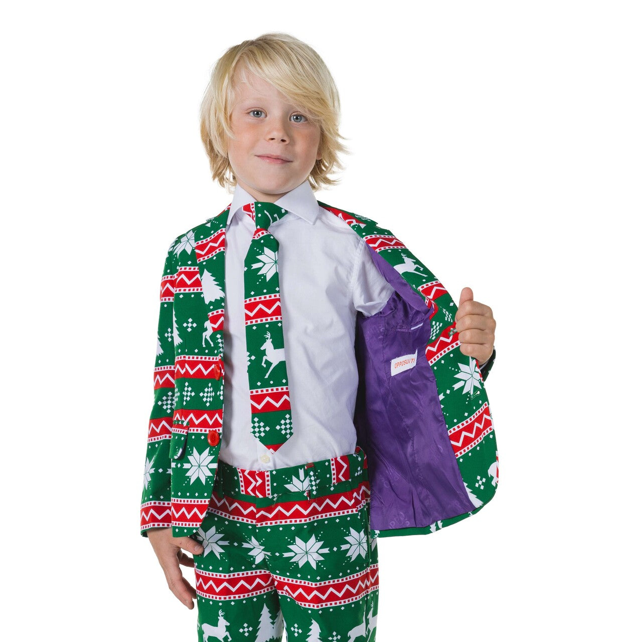 Op deze afbeelding zie je een Kostuums, van het merk Opposuits. Boys Festive Green Jongen Kostuum