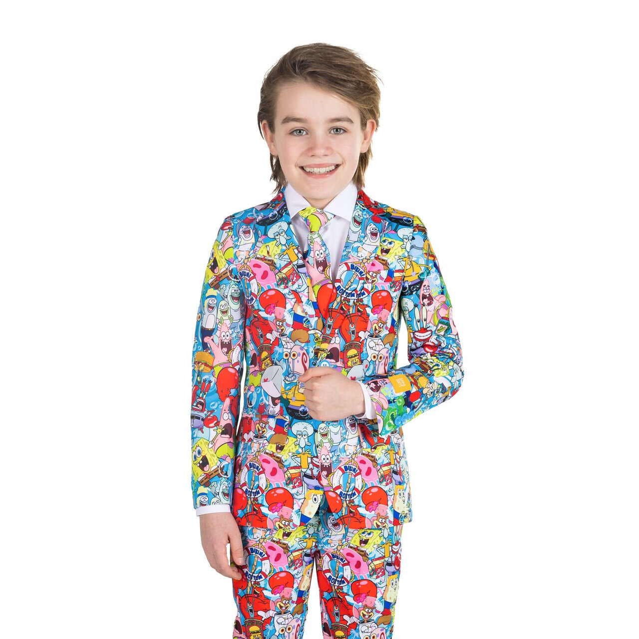 Op deze afbeelding zie je een Kostuums, van het merk Opposuits. Boys Spongebob™ Frenzy Jongen Kostuum