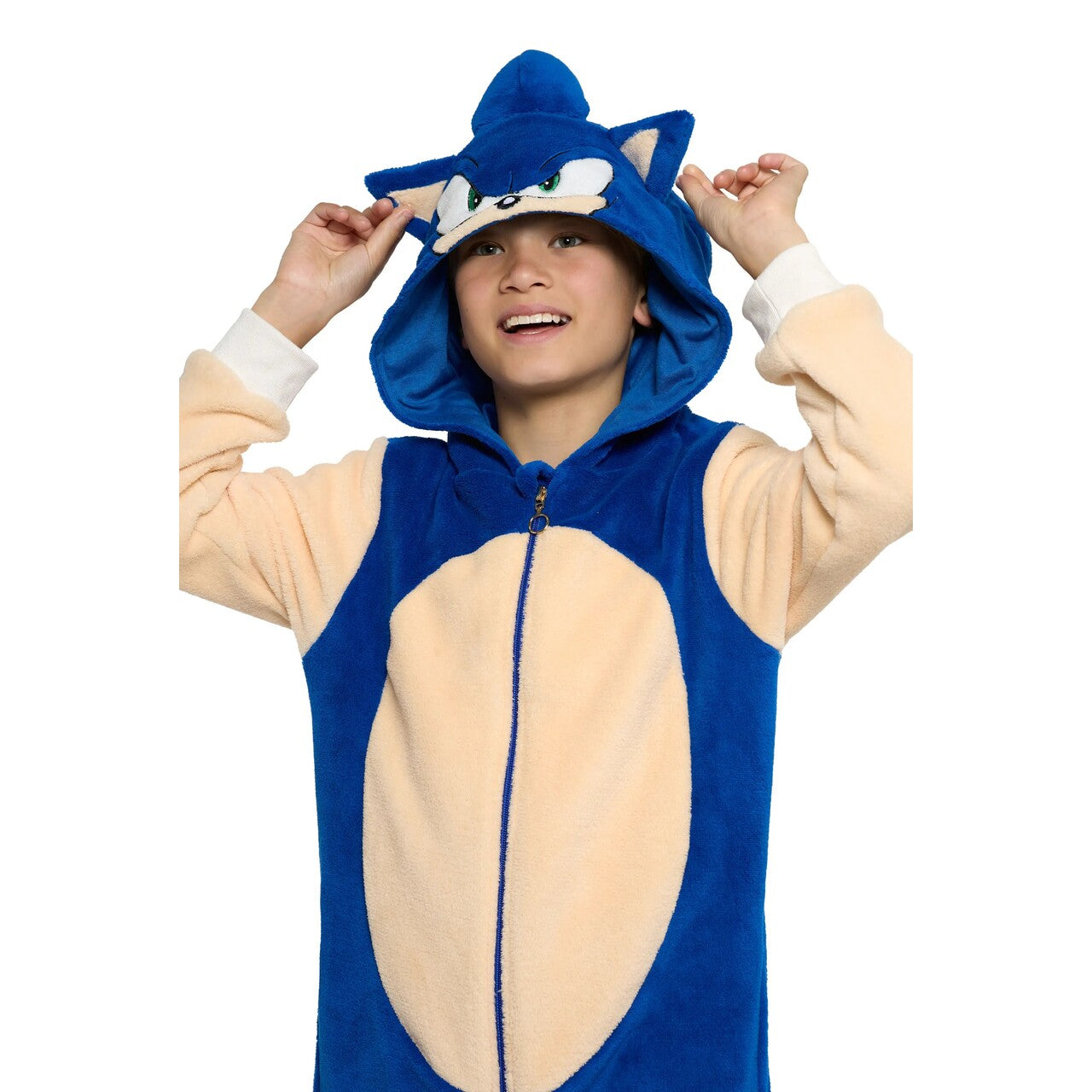 Op deze afbeelding zie je een Kostuums, van het merk Opposuits. Supersnelle Sonic The Hedgehog Onesie Kind Kostuum