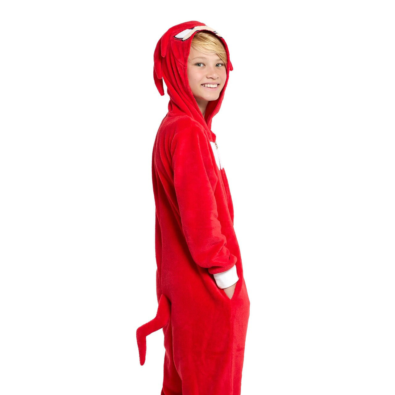 Op deze afbeelding zie je een Kostuums, van het merk Opposuits. Sonics Maatje Knuckles Onesie Kind Kostuum