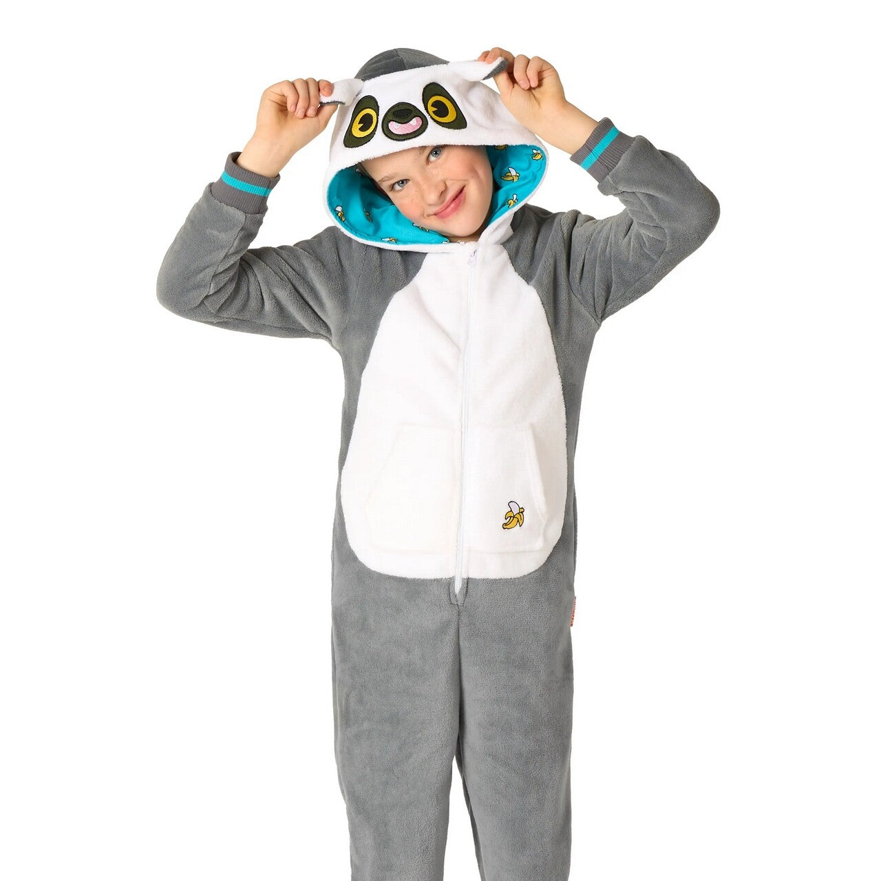 Op deze afbeelding zie je een Kostuums, van het merk Opposuits. Lola Lemur Relax Onesie Kind Kostuum