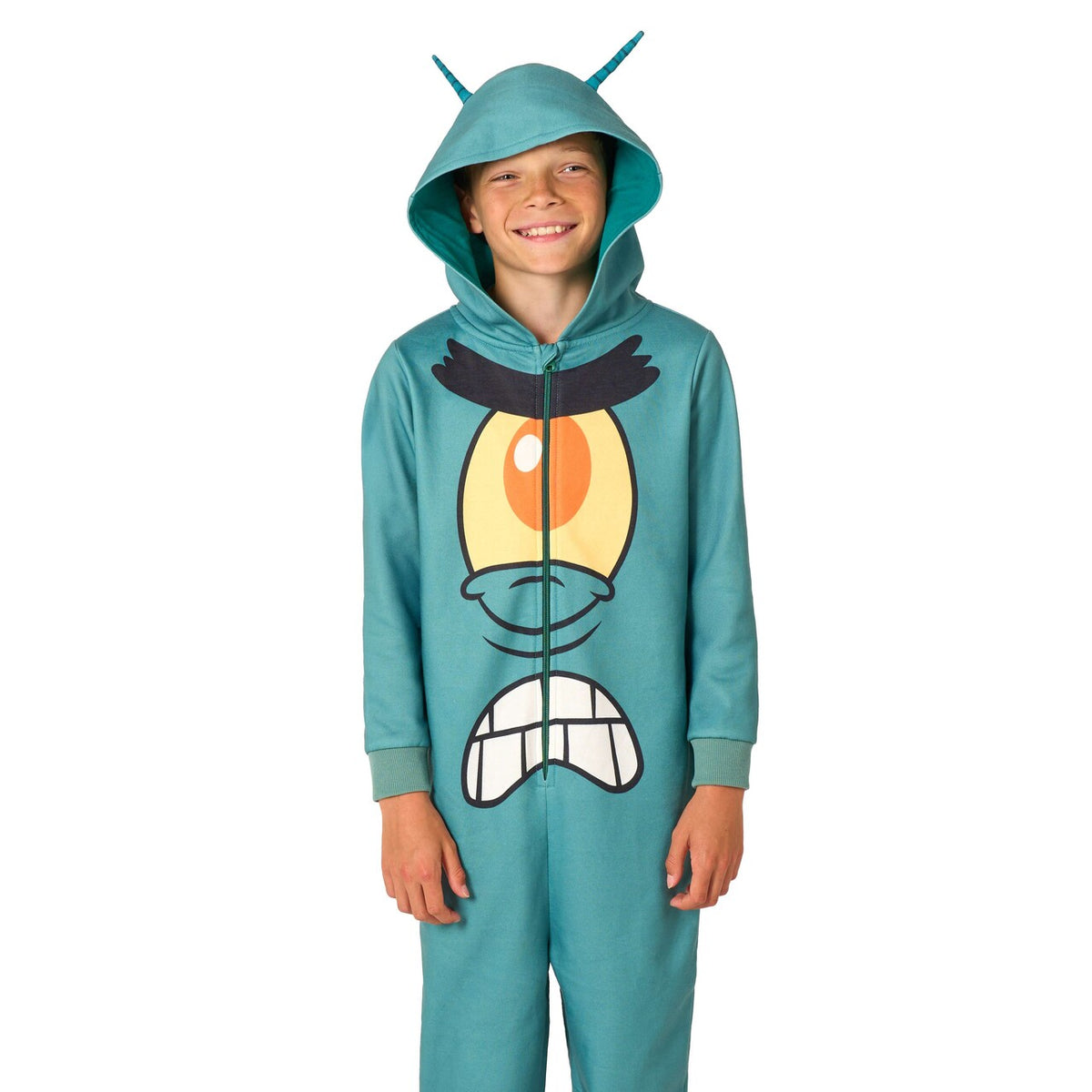Op deze afbeelding zie je een Kostuums, van het merk Opposuits. Boys Plankton Onesie - Spongebob Squarepants™ Jongen