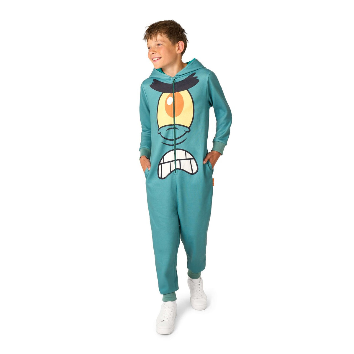 Op deze afbeelding zie je een Kostuums, van het merk Opposuits. Boys Plankton Onesie - Spongebob Squarepants™ Jongen