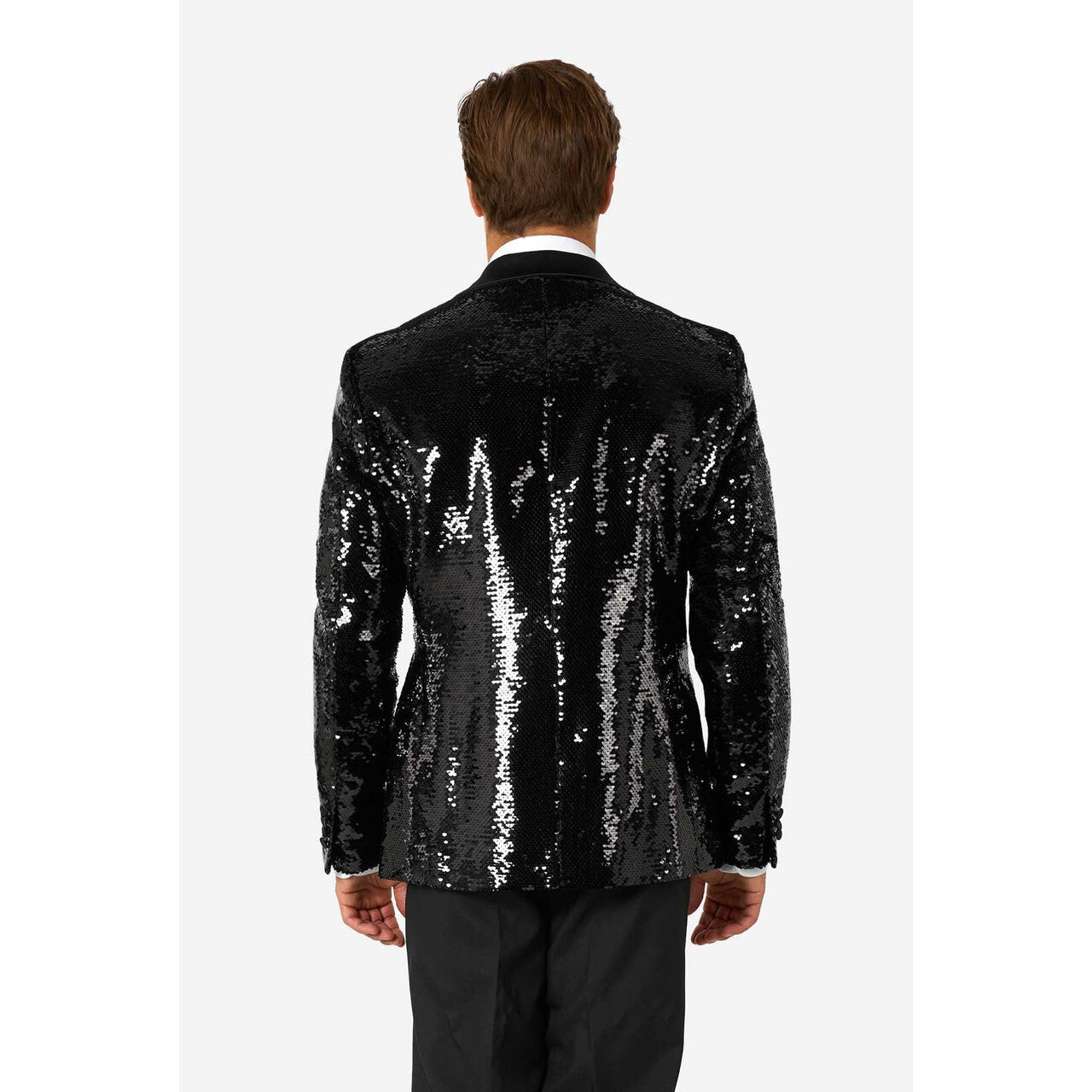 Op deze afbeelding zie je een Kostuums, van het merk Opposuits. Briliant Black Sequins Man
