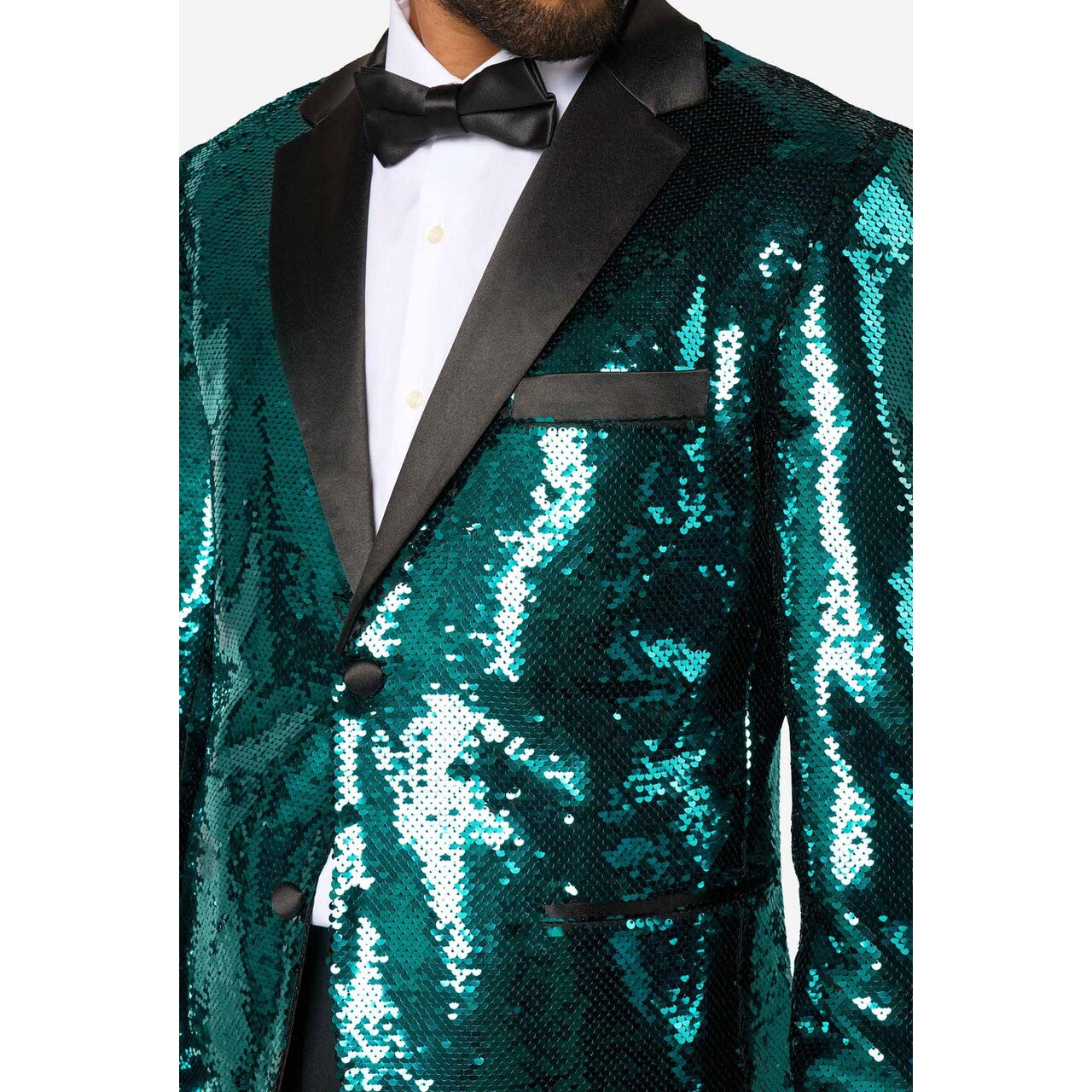 Op deze afbeelding zie je een Kostuums, van het merk Opposuits. Terrific Teal Sequins Man