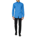 Strak Blauwe Luchten Overhemd Lange Mouwen Man