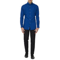 Marine Blauw Navy Royale Overhemd Met Lange Mouwen Man