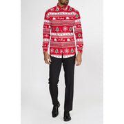 Op deze afbeelding zie je een Kostuums, van het merk Opposuits. Rood Winter Wonderland Kerst Overhemd Met Lange Mouwen Man