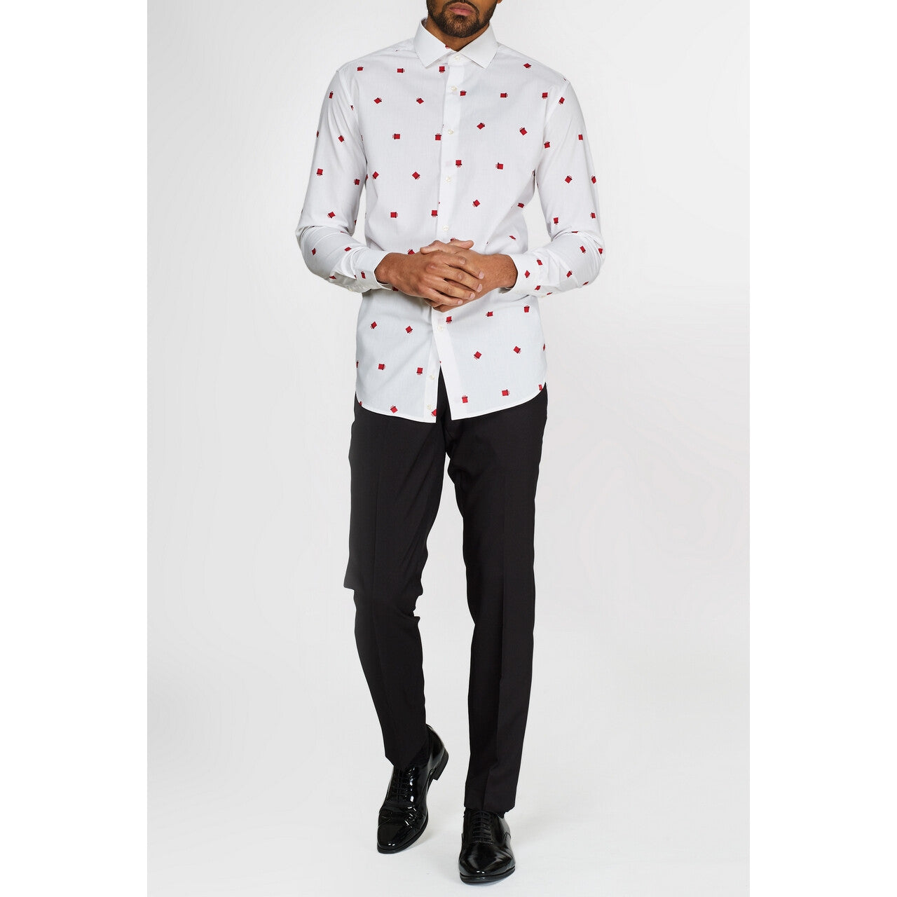 Op deze afbeelding zie je een Kostuums, van het merk Opposuits. Subtiele Kerstcadeaus Overhemd Wit Met Lange Mouwen Man