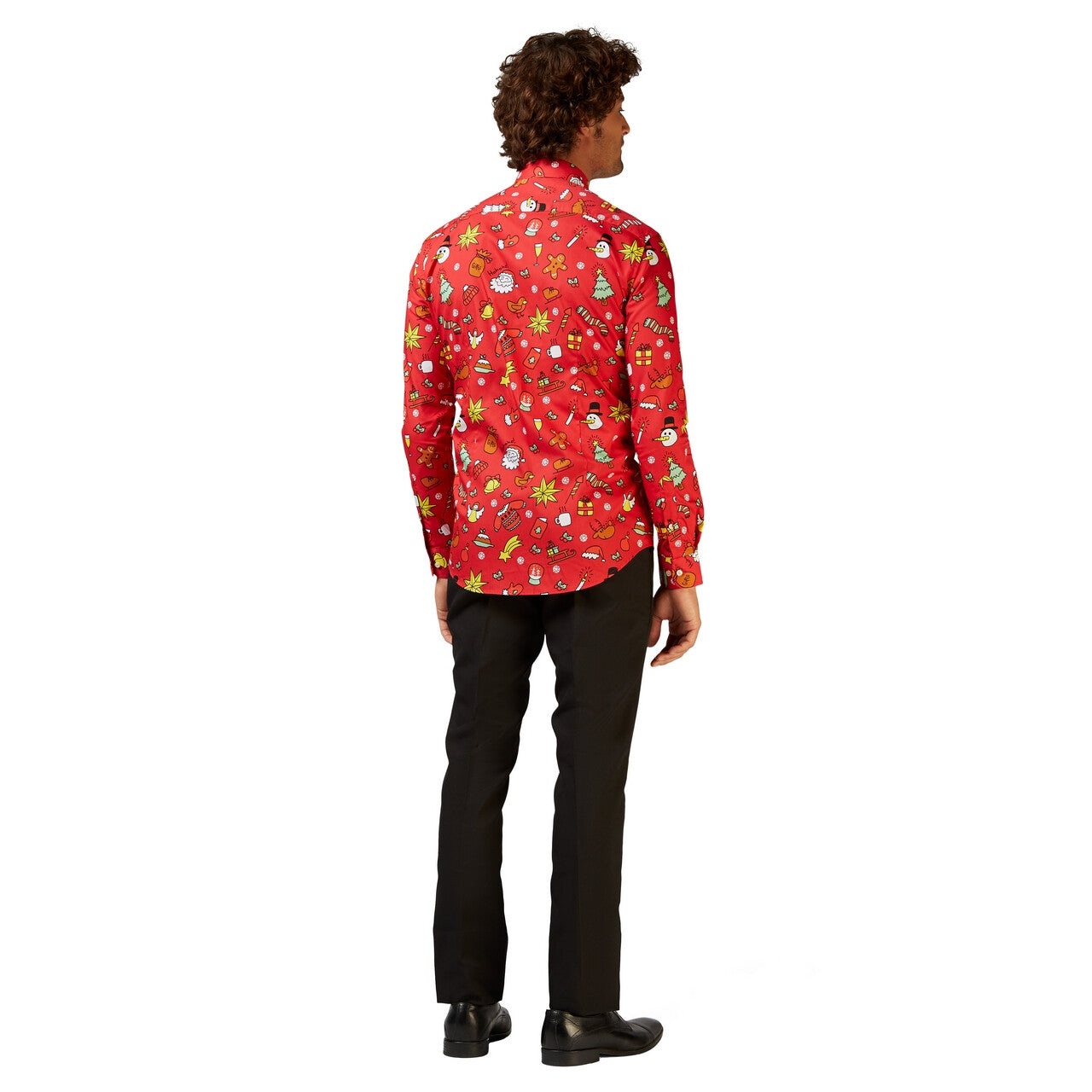 Op deze afbeelding zie je een Kostuums, van het merk Opposuits. Rode All In The Mix Christmas Doodle Blouse Man