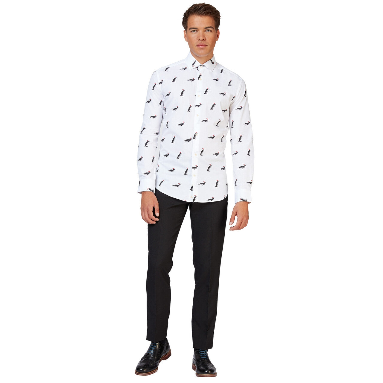 Op deze afbeelding zie je een Kostuums, van het merk Opposuits. Witte Happy Feet Christmas Penguins Blouse Man
