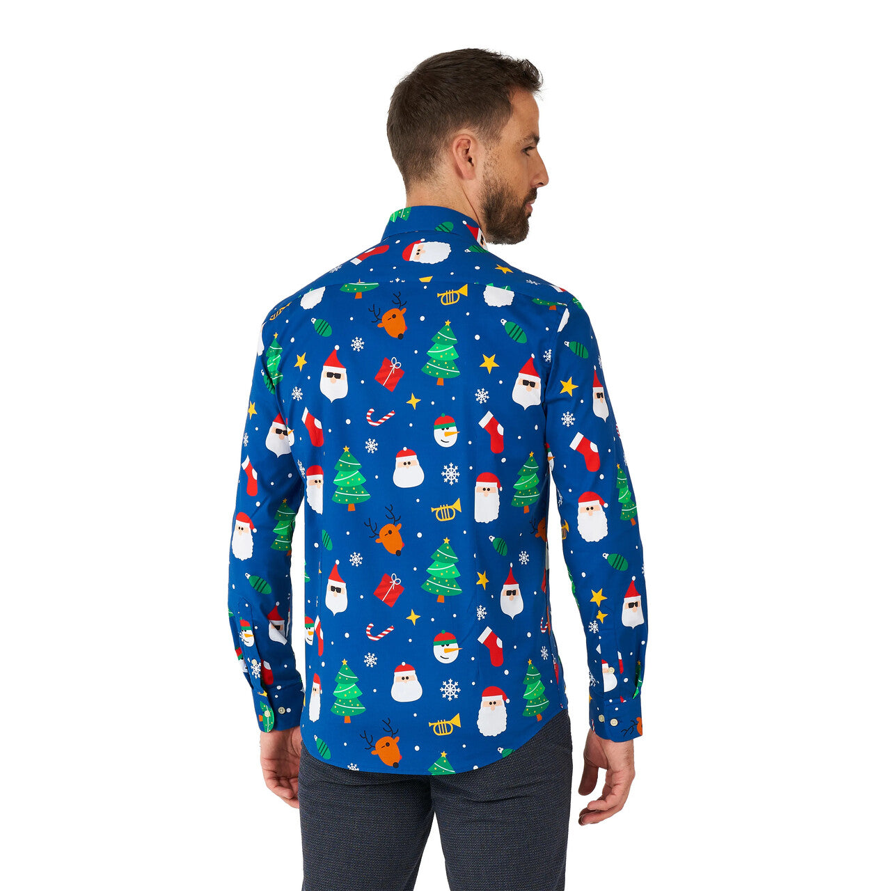 Op deze afbeelding zie je een Kostuums, van het merk Opposuits. Enorm Foute Kerst Blouse Blauw Man