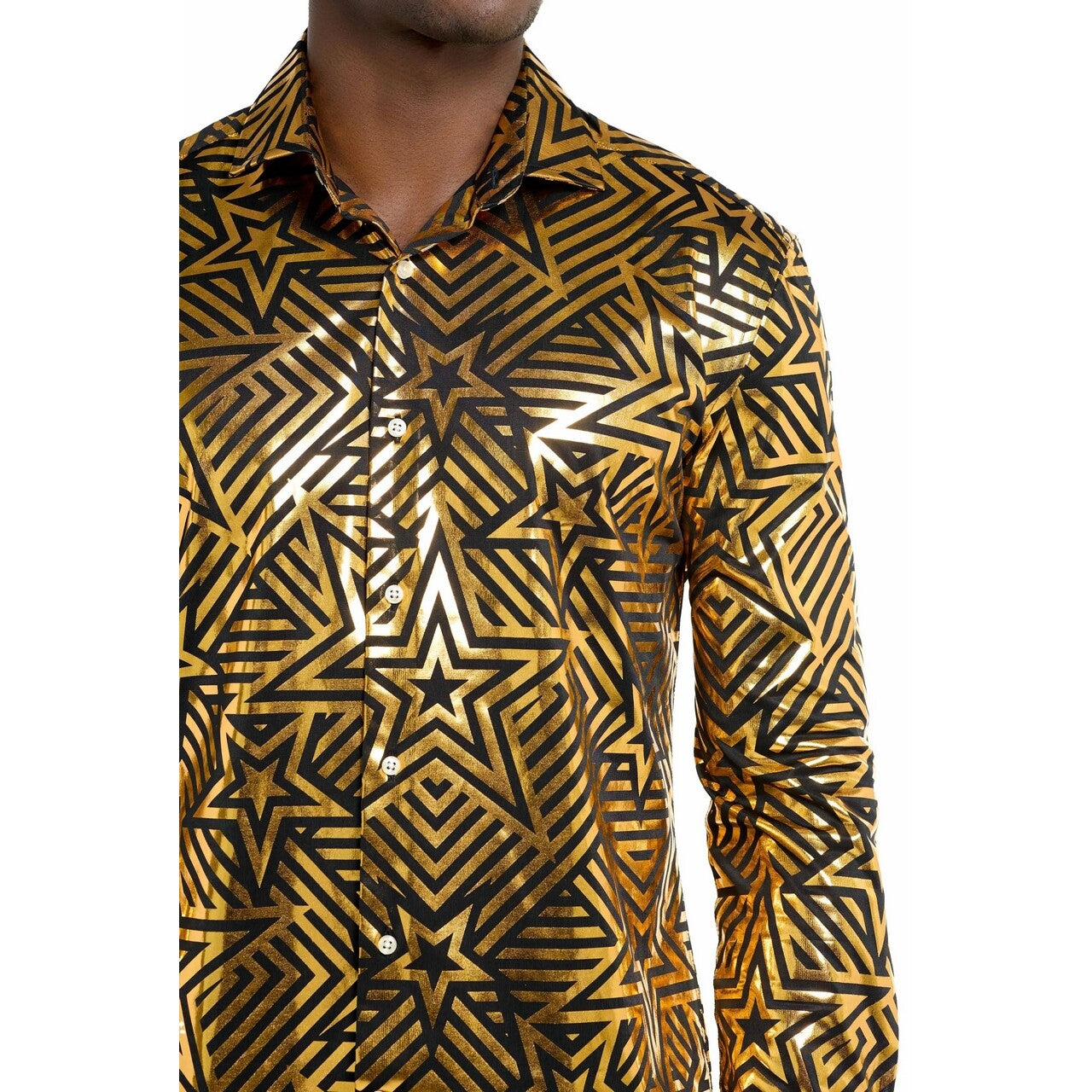 Op deze afbeelding zie je een Kostuums, van het merk Opposuits. Golden Geo Star Overhemd Man