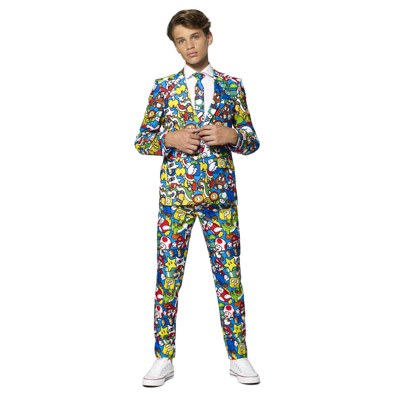 Op deze afbeelding zie je een Kostuums, van het merk Opposuits. Super Mario™ Computerspel Actie Figuren Jongen Kostuum