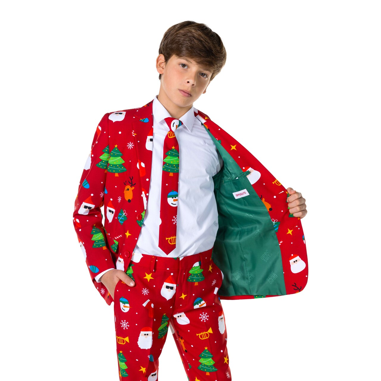 Op deze afbeelding zie je een Kostuums, van het merk Opposuits. Teen Boys Festivity Red Jongen Kostuum