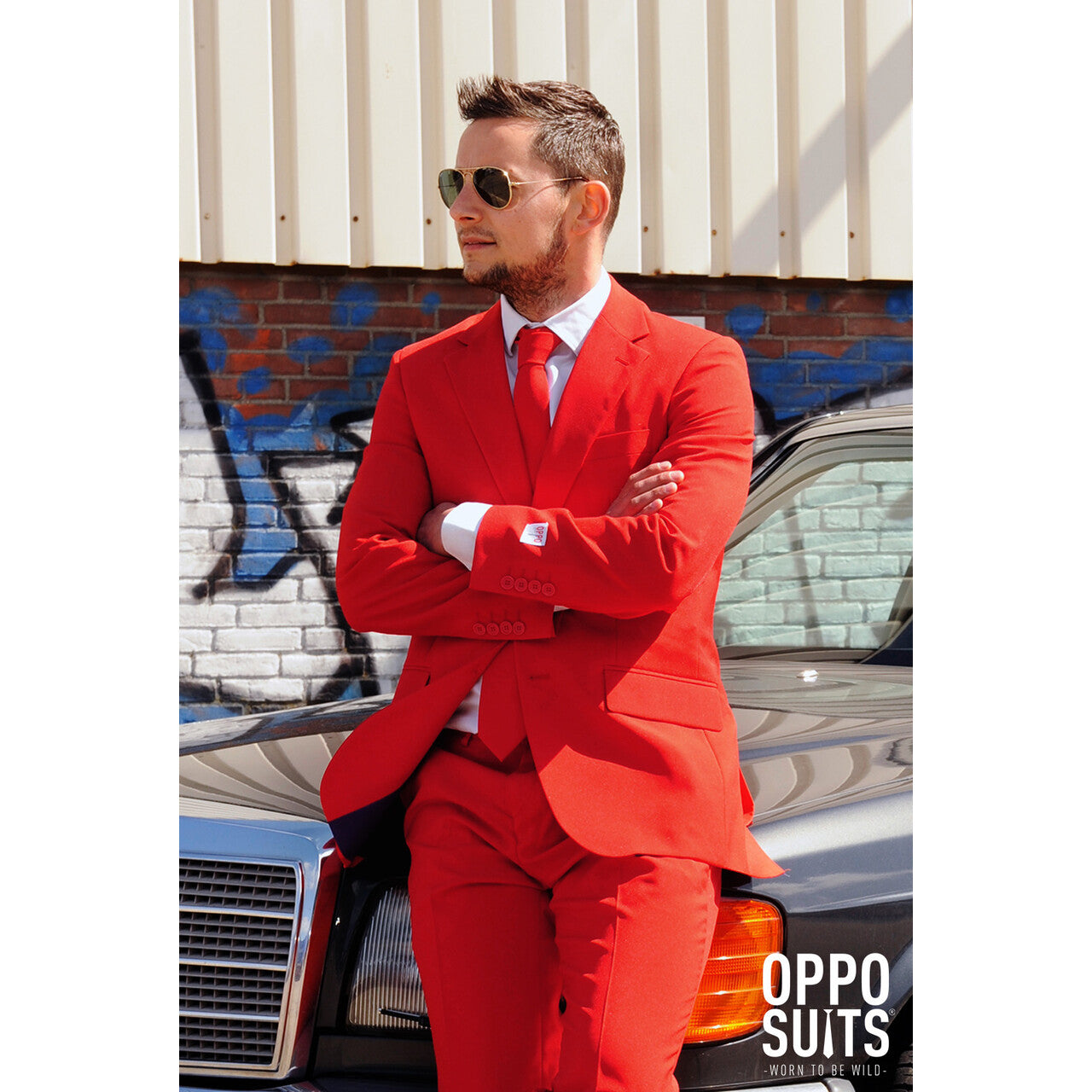 Op deze afbeelding zie je een Kostuums, van het merk Opposuits. Intense Red Devil Opposuit Kostuum Man