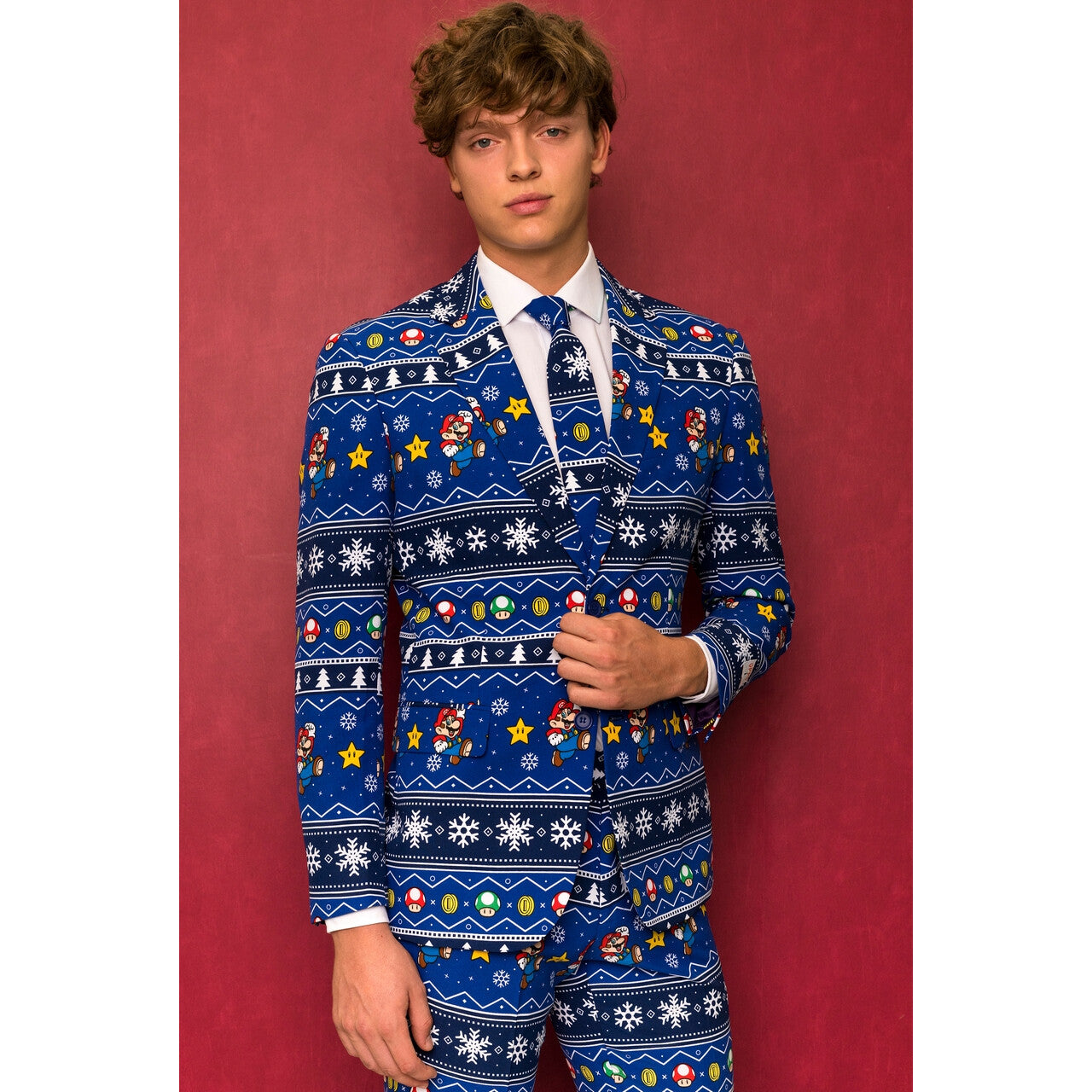 Op deze afbeelding zie je een Kostuums, van het merk Opposuits. Merry Mario™ Kerst Computerspel Man Kostuum