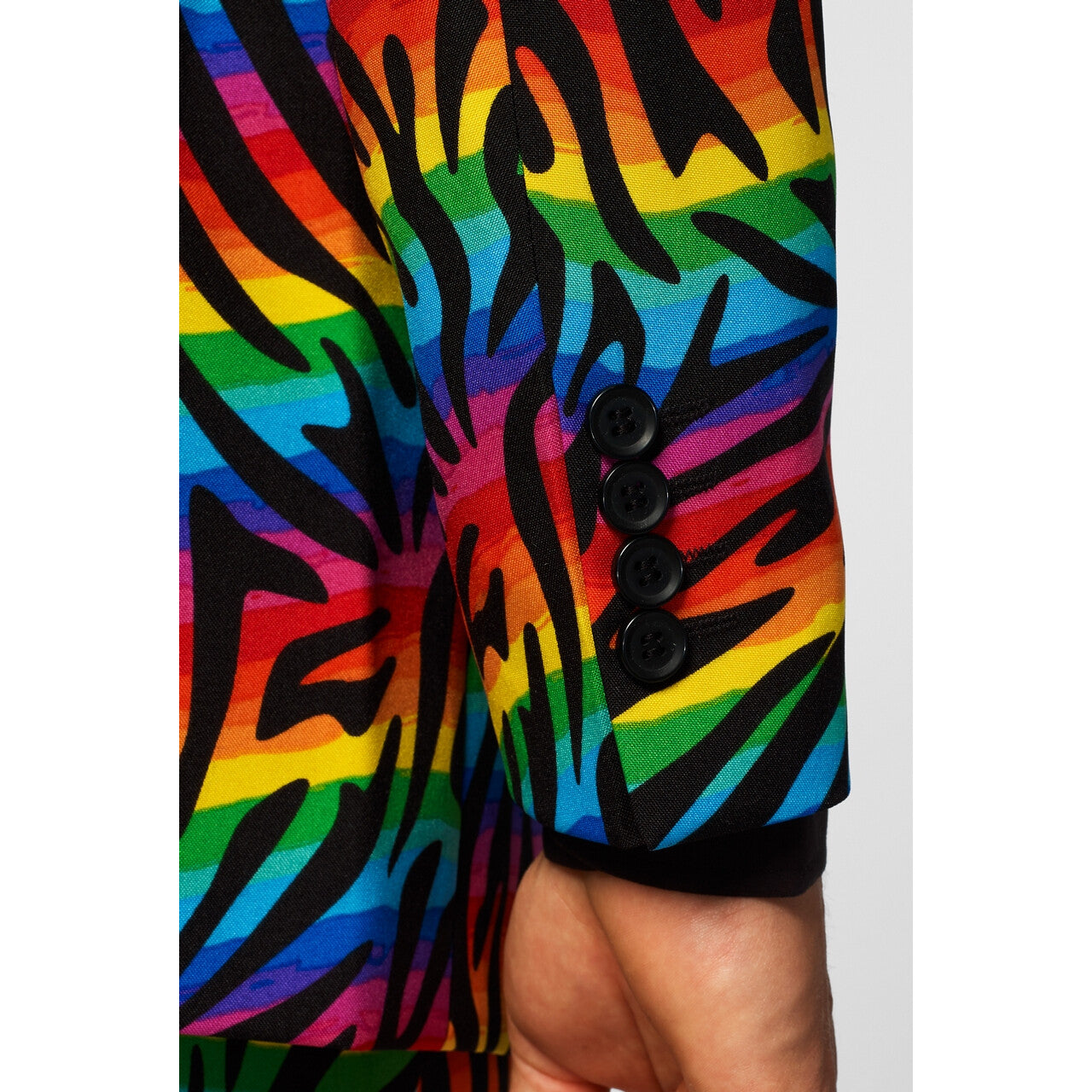 Op deze afbeelding zie je een Kostuums, van het merk Opposuits. Wild Rainbow Man Kostuum