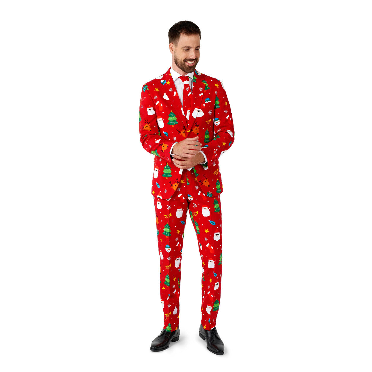 Op deze afbeelding zie je een Kostuums, van het merk Opposuits. Xmas Winter Warm Rood Man Kostuum