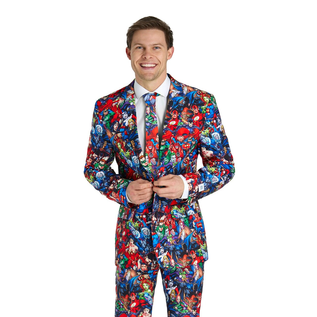 Op deze afbeelding zie je een Kostuums, van het merk Opposuits. Meeting Dc Heroes Man Kostuum