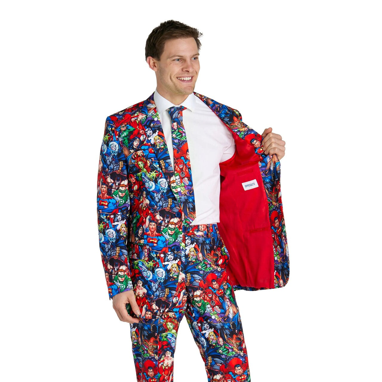 Op deze afbeelding zie je een Kostuums, van het merk Opposuits. Meeting Dc Heroes Man Kostuum