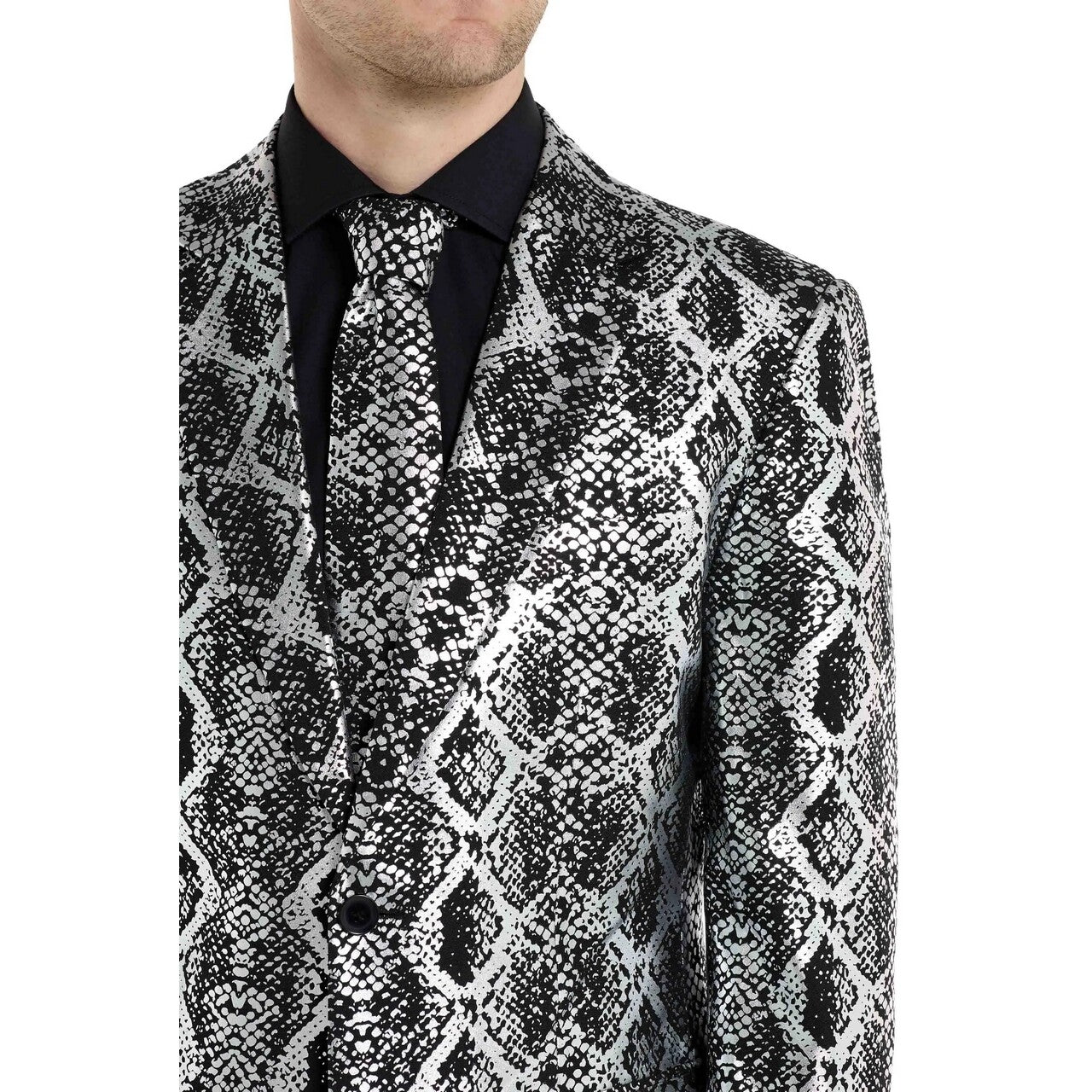 Op deze afbeelding zie je een Kostuums, van het merk Opposuits. Silver Snake Chique Man Kostuum