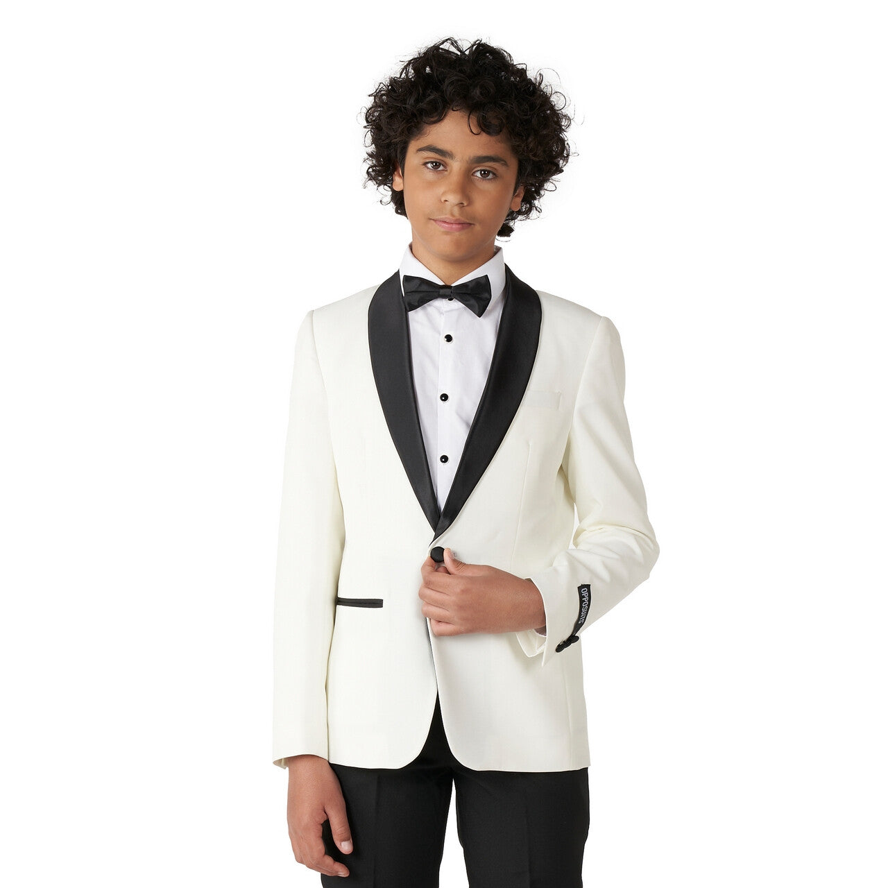 Op deze afbeelding zie je een Kostuums, van het merk Opposuits. Classy Pearly White Opposuit Jongen Kostuum
