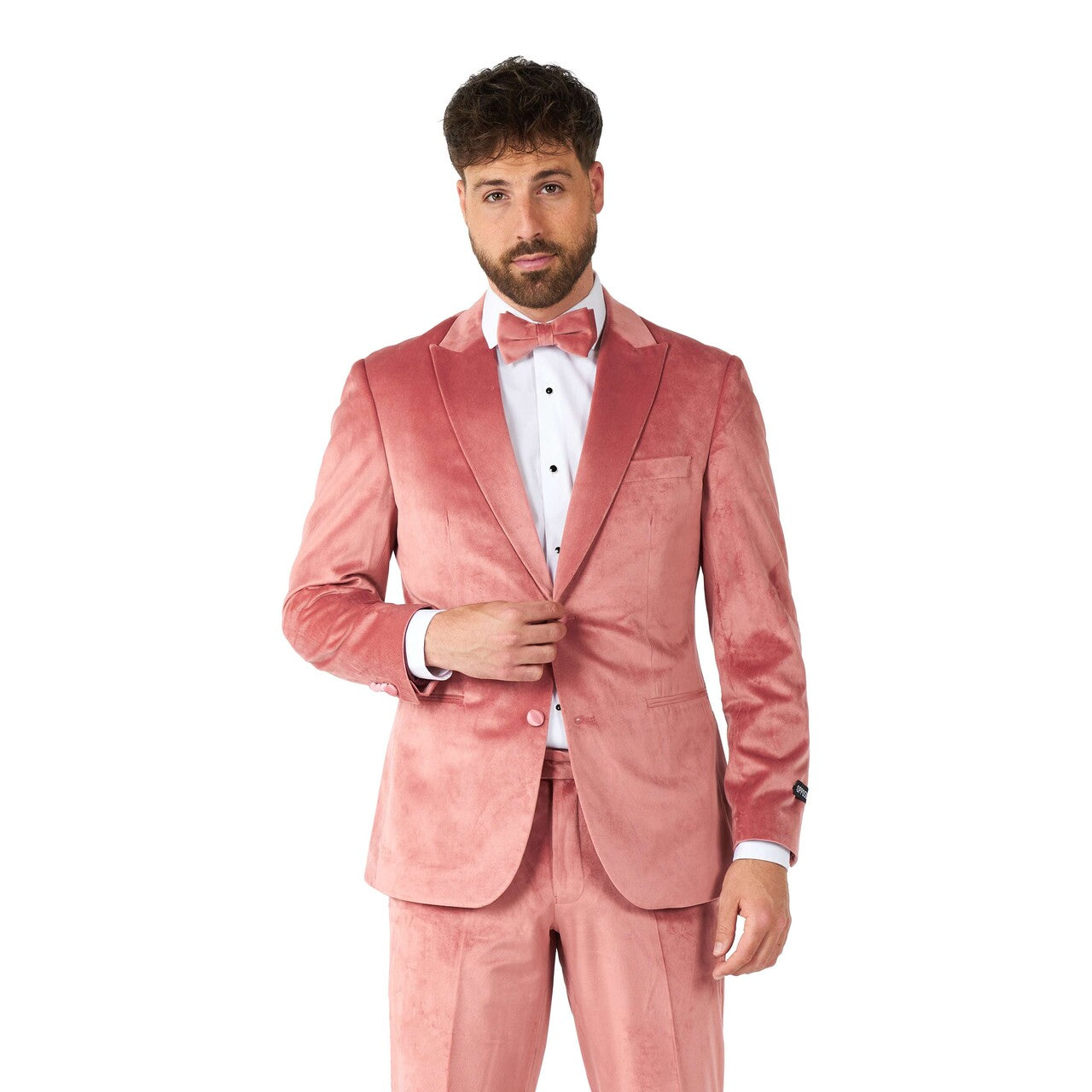 Op deze afbeelding zie je een Kostuums, van het merk Opposuits. Vintage Pink Velvet Man Kostuum