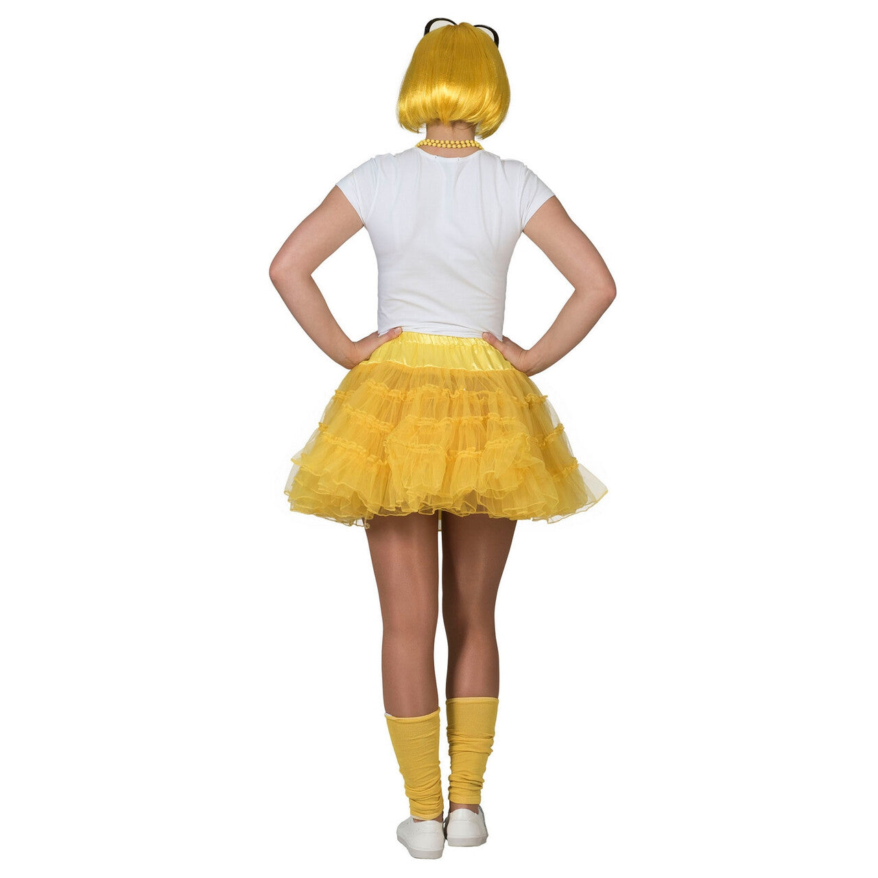 Op deze afbeelding zie je een Kostuums, van het merk Pierros. Fleurige Gele Petticoat Karina Vrouw Kostuum