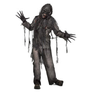 Op deze afbeelding zie je een Kostuums, van het merk PartyXplosion. Afgefakkelde Zombie Broek, T-Shirt, Handschoenen, Masker Man Kostuum