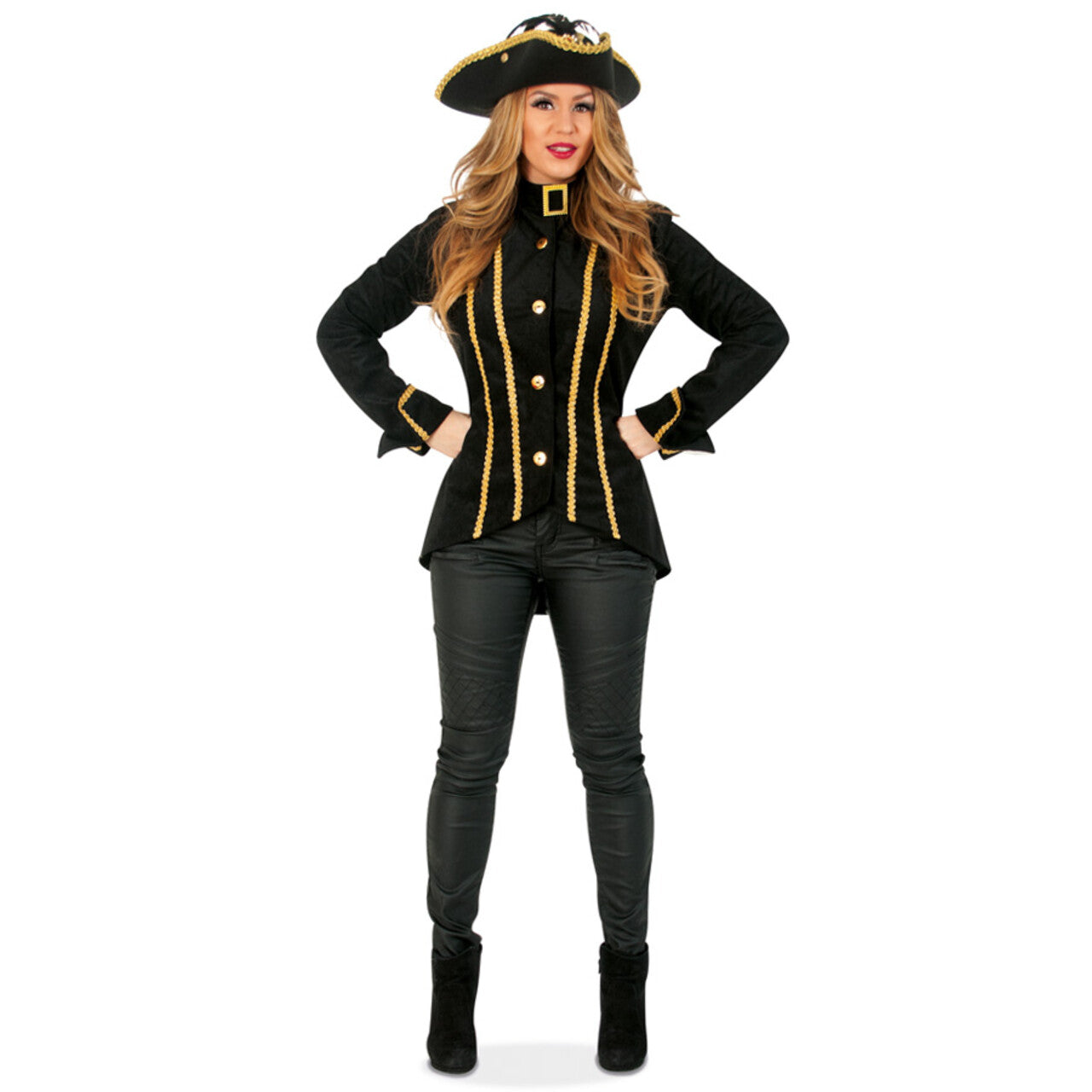Op deze afbeelding zie je een Accessoires, van het merk PartyXplosion. Colbert Scarletta Met Gouden Draden