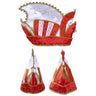 Prinsenmuts Rood Wit Met Goud Draad Maat 63
