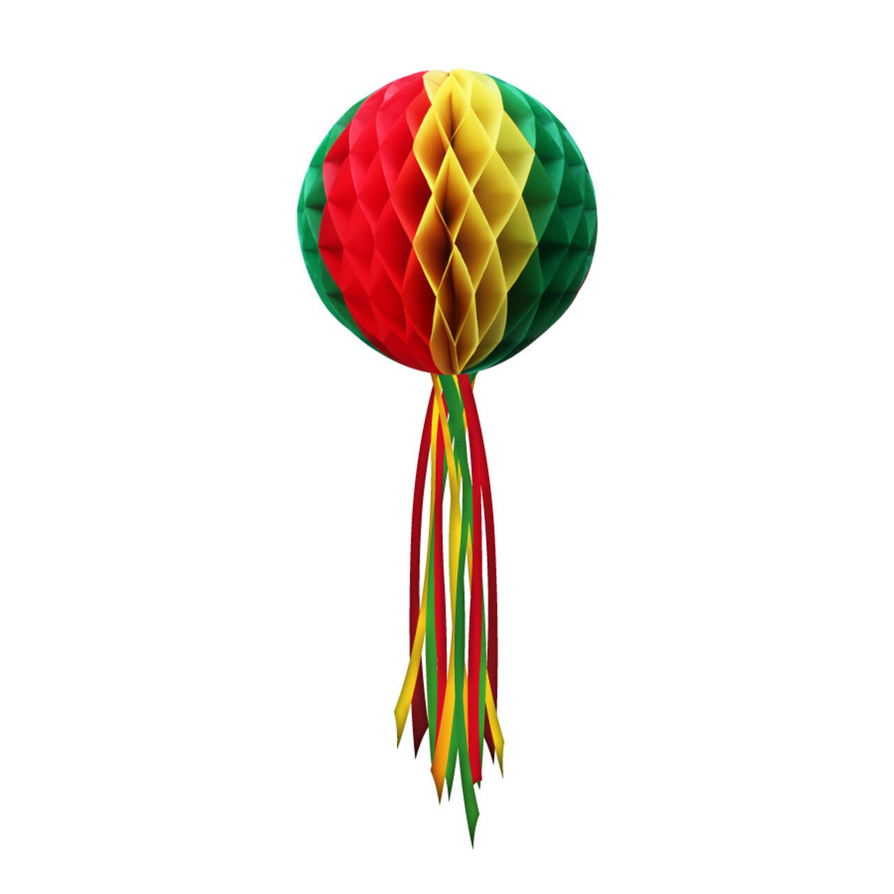 Op deze afbeelding zie je een Decoratie, van het merk PartyXplosion. Decoratie Bol Rood Geel Groen 50 Centimeter