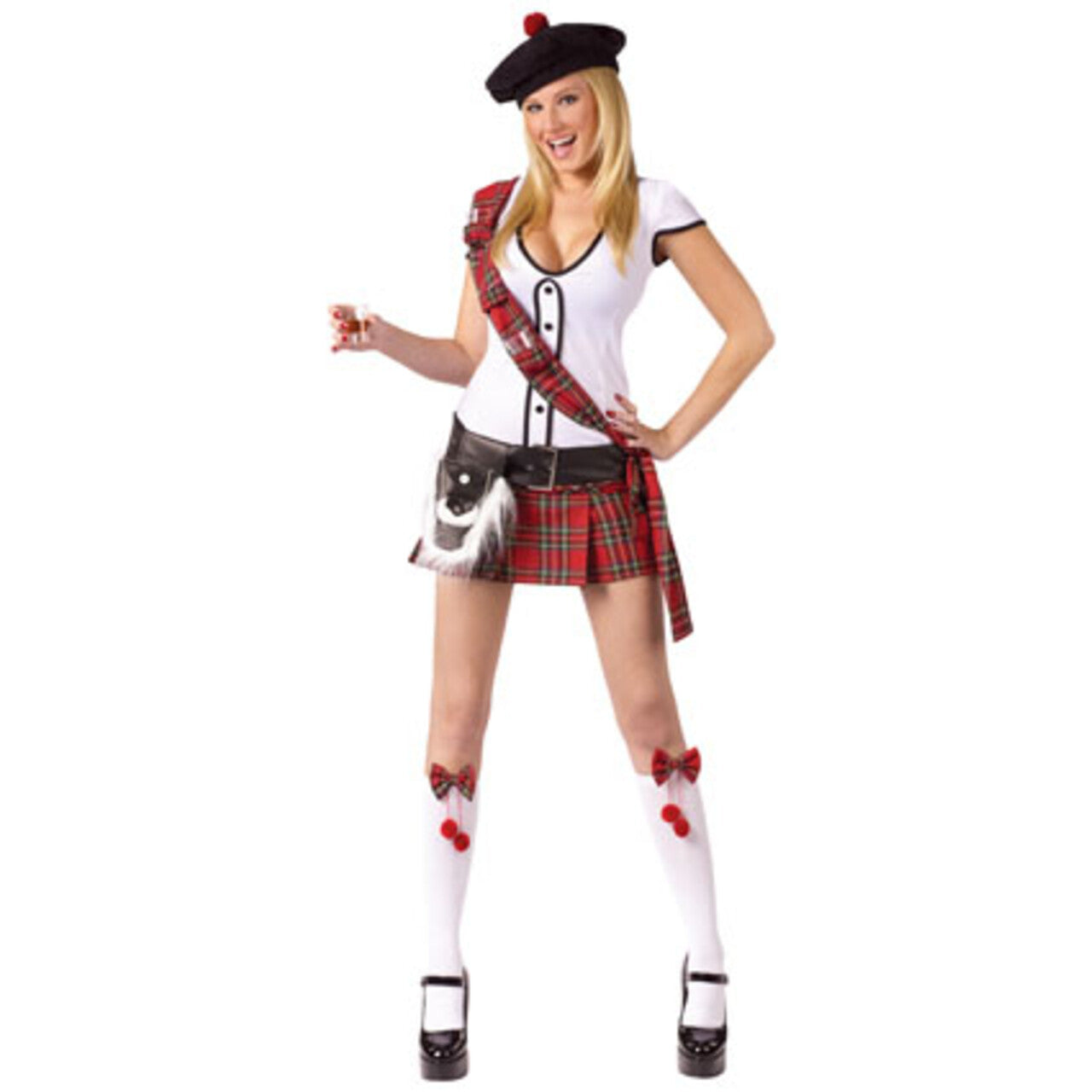 Op deze afbeelding zie je een Kostuums, van het merk PartyXplosion. Scottie Hottie Highlander Vrouw Kostuum