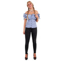 Tiroler Bluse Helga Blauw Witz Blockiert Damen