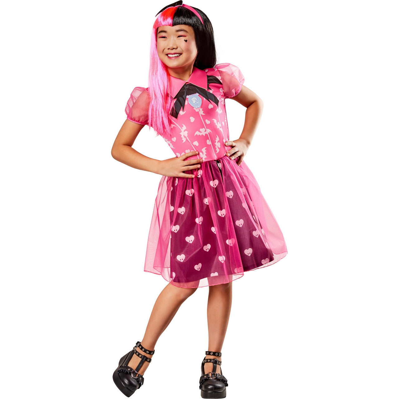 Op deze afbeelding zie je een Kostuums, van het merk Rubies. Schattig Roze Draculaura Kind Meisje Kostuum