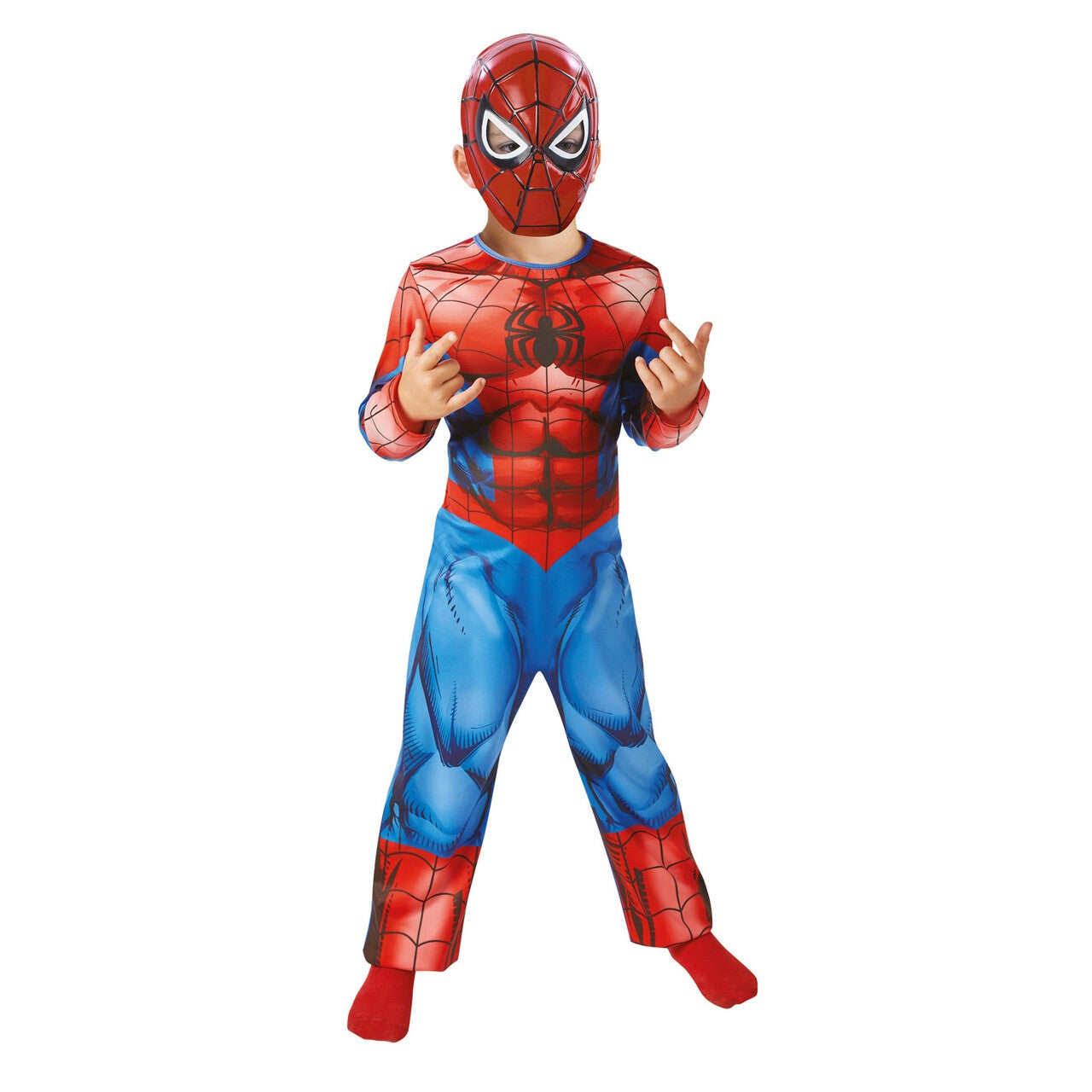 Op deze afbeelding zie je een Kostuums, van het merk Rubies. Spider-Man™ Strong Muscles Kind Kind Kostuum