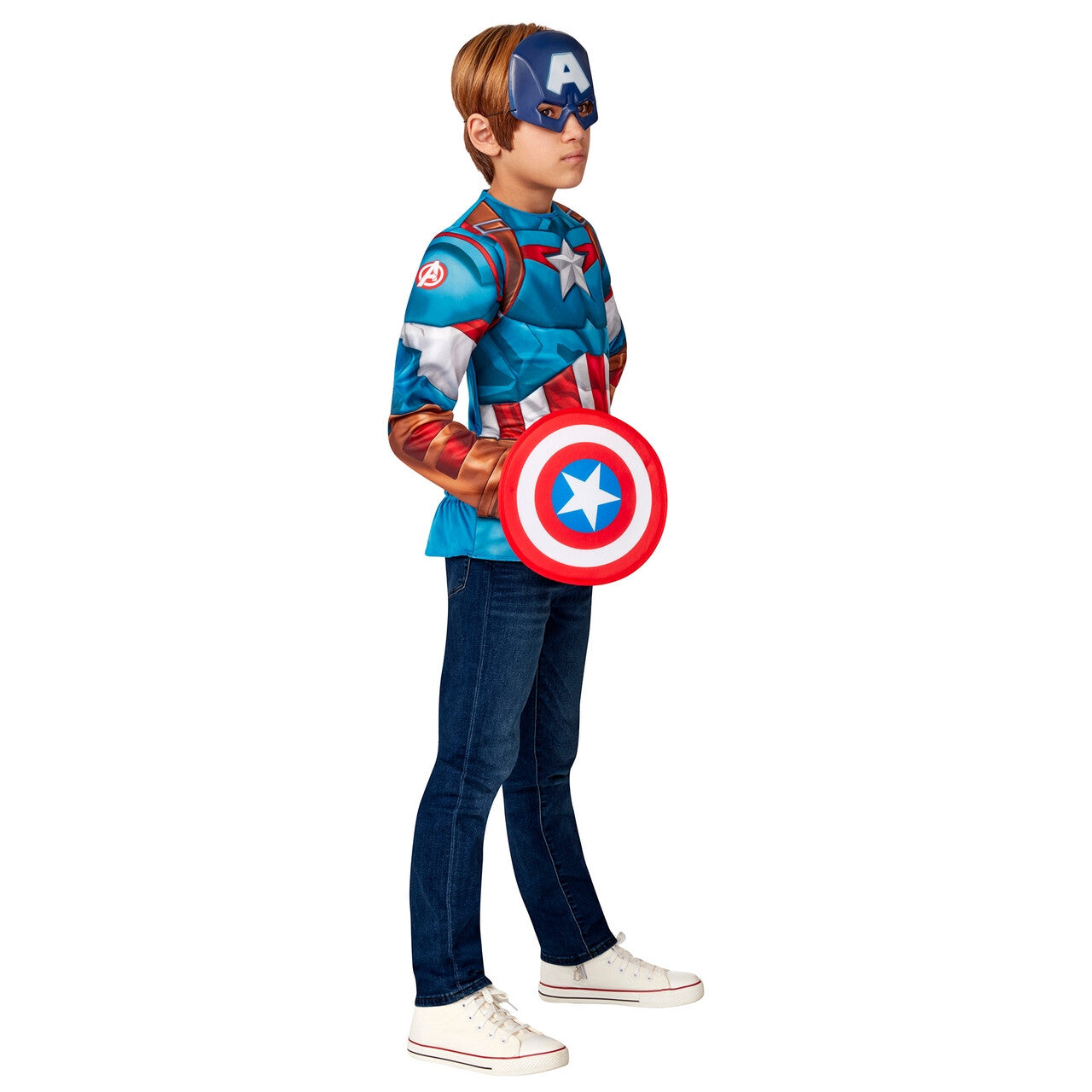 Op deze afbeelding zie je een Kostuums, van het merk Rubies. Captain America Grootste Nationale Held Kind Kostuum