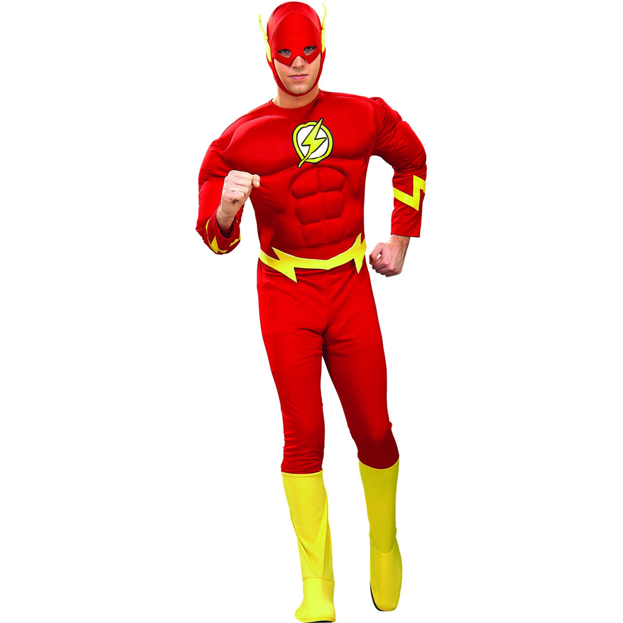 Op deze afbeelding zie je een Kostuums, van het merk Rubies. The Flash Pijlsnel Gespierde Borst Man Kostuum