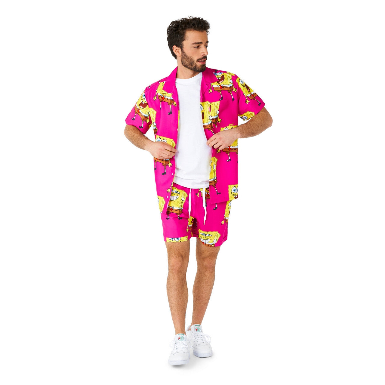 Op deze afbeelding zie je een Kostuums, van het merk Opposuits. Funny Spongebob™ Cartoon Pink Man Kostuum