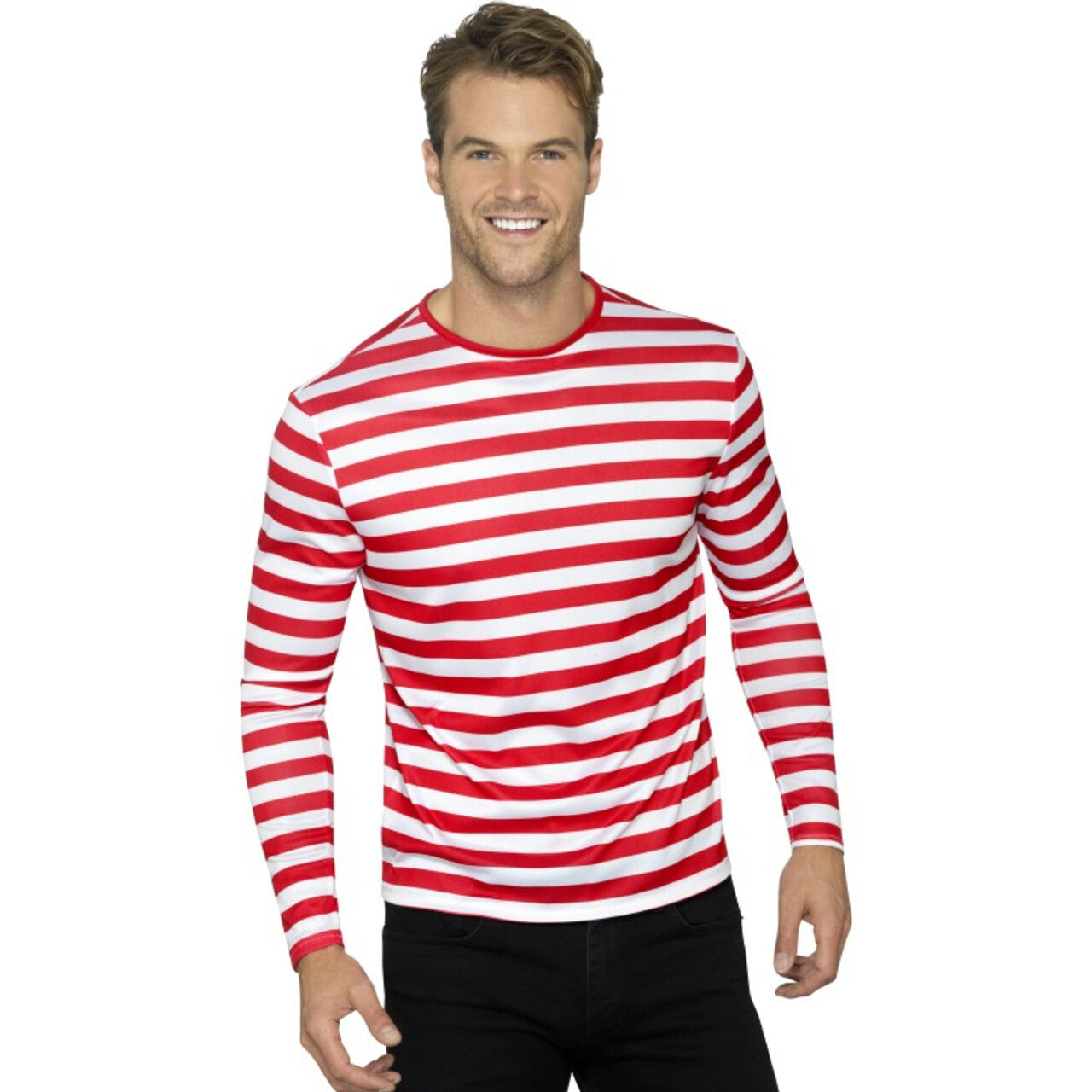 Op deze afbeelding zie je een Kostuums, van het merk Smiffy's. Rood Wit Gestreepte Zeemanstrui